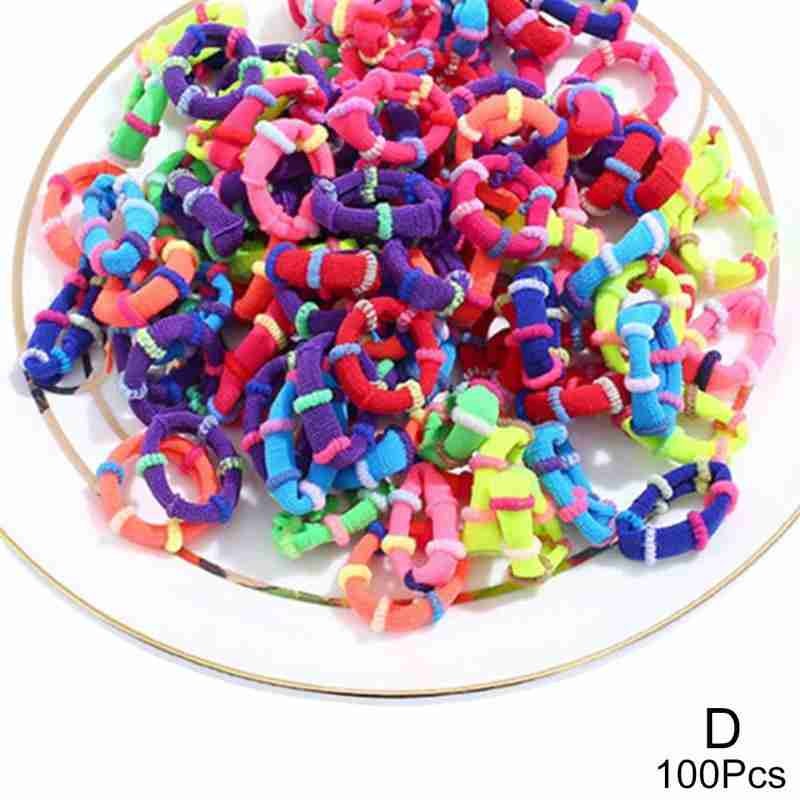 100pcs per pack, seamless high-elasticity candy-colored small black hair ties, children's accessories, towel rings, no seams.